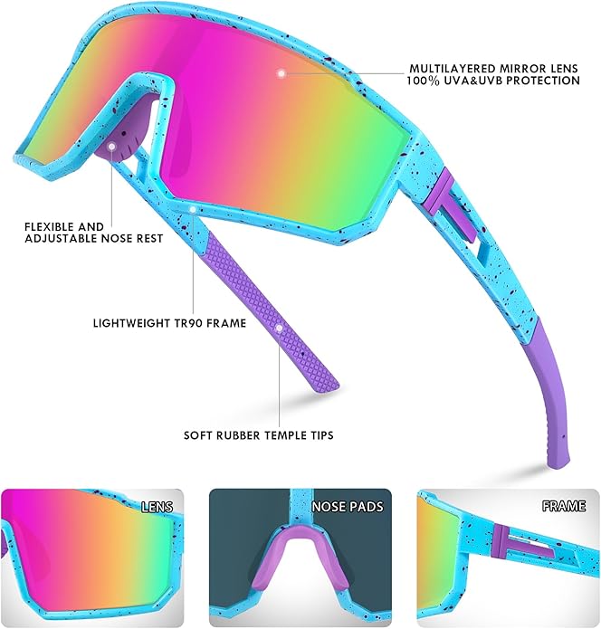 MVPTGRS Youth Baseball Sunglasses for Boys Girls Age 8-14 TR90 Frame Kids Sport Sunglasses for Softball Cycling Baseball Golf