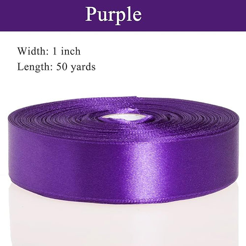 1 Inch Purple Solid Satin Ribbon, 50 Yards Craft Fabric Ribbon - Image 2