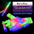 Party City 96pk LED Foam Glow Sticks 14”- Glow in the Dark Party Supplies Favors by PartyCity