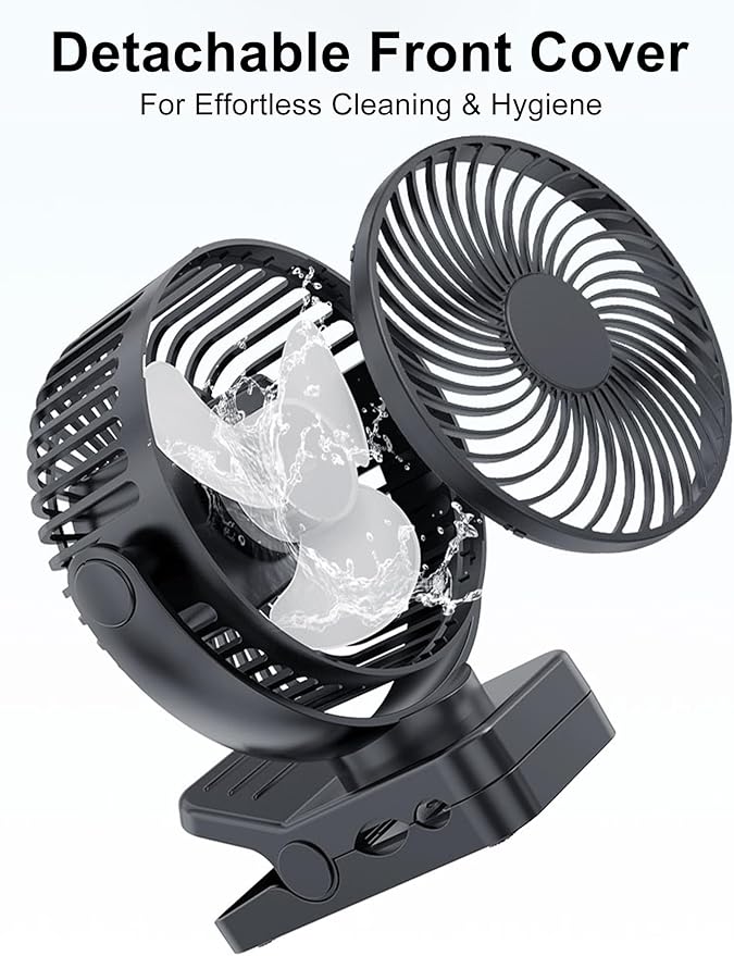 Magnetic Clip on Fan for Golf Cart, 12000mAH Battery Operated Portable Fan with 3 Speeds, LED Lantern, Magnetic Base, Suitable for EZGO Club Car Yamaha, Golf Cart & Cruise Ship Accessories