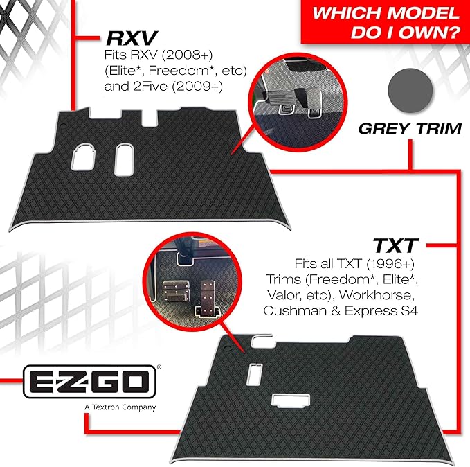 Xtreme MATS EZGO RXV Golf Cart Mat, Full Coverage Golf Cart Floor Liner Mat - Only Fits EZGO RXV (2008-2022) & 2Five (2009+) - Black with Green Trim