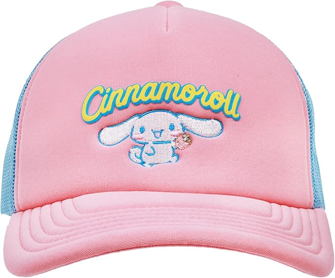 Cinnamoroll Trucker Hat, Puff Print Adult Baseball Cap with Curved Brim, Pink, One Size