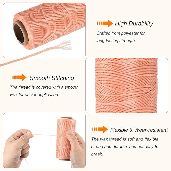 MECCANIXITY Waxed Thread, 197 Yard 1mm 210D Flat Wax Thread Polyester Waxed - Image 3