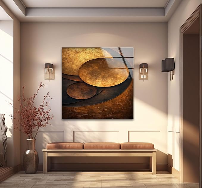 My Photostation.com 14Wx20H'' Bronze Art Deco Geometric Motifs Glass Wall Art - Image 4