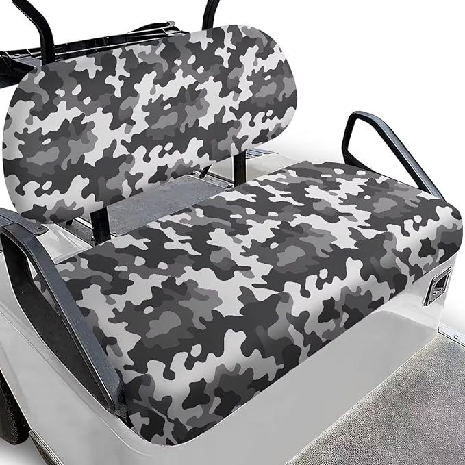 Bulopur Grey Golf Cart Seat Cover Camo Sport Golf Car Seat Cushion Cover for Most 2 Passenger Club Car Ez Go Golfcart Seats Cover Towel