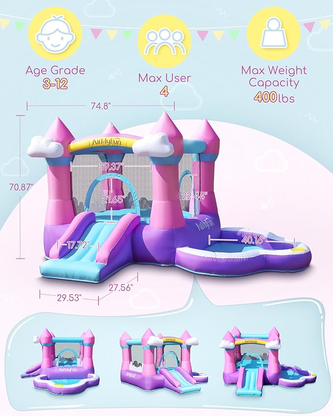 AirMyFun Pink Indoor/Outdoor Inflatable Bounce House - Image 2