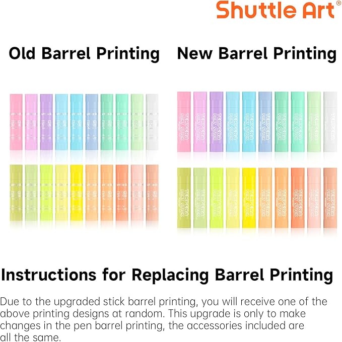 Shuttle Art Tempera Paint Sticks, 20 Pastel Colors, Solid Tempera Paint - Image 2