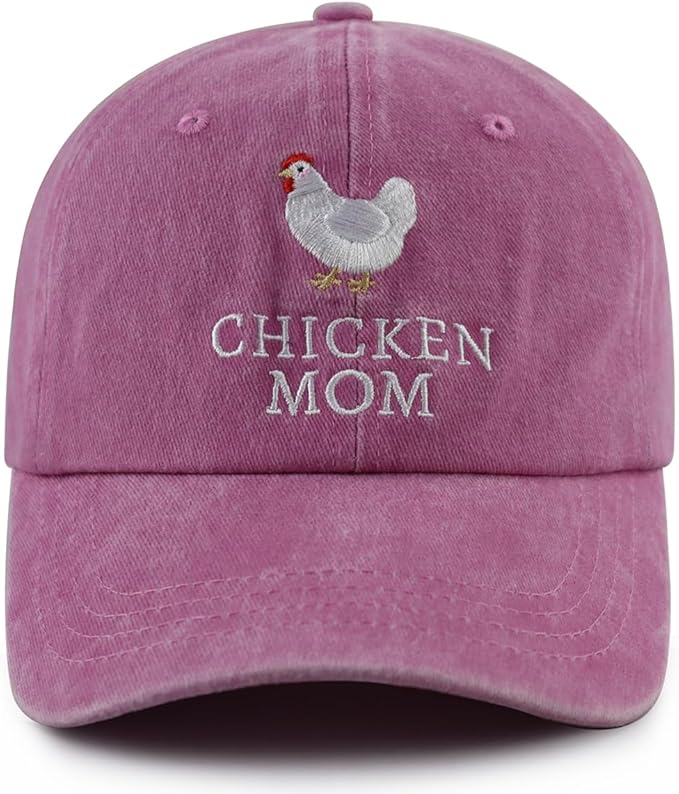 Chicken Mom and Chicken Dad Hat for Women Men, Funny Adjustable Cotton Embroidered Farm Hen Lovers Baseball Cap