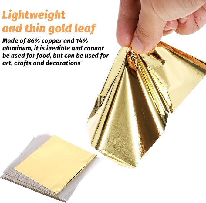 100 Pcs 5.5" X 5.5" Gold Leaf Sheets - Image 3