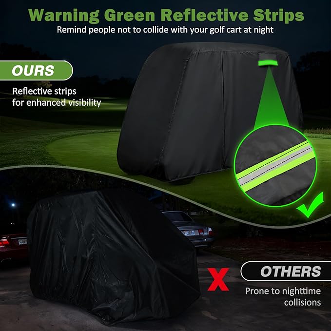 Waterproof Golf Cart Cover 4 Passenger for Yamaha/Cushman/Evolution/Tomberlin/ICON/Star EV, Heavy Duty Sun Rain Dust Protection 2+2/4 Passenger Golf Cart Cover with Soft Cotton Lining & Door Zipper-L