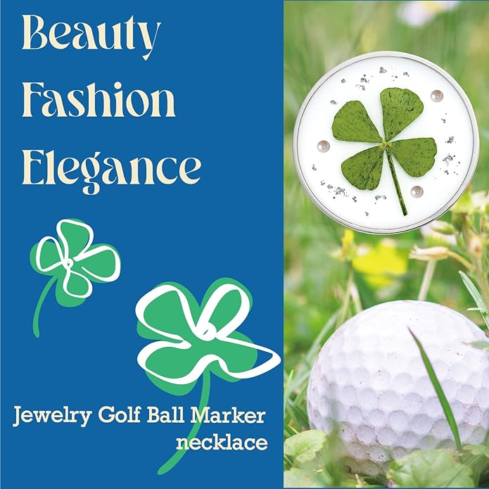 Golf Ball Marker necklace with ball marker, handmade pressed flower golf marker,Gifts Accessories Women Golfers