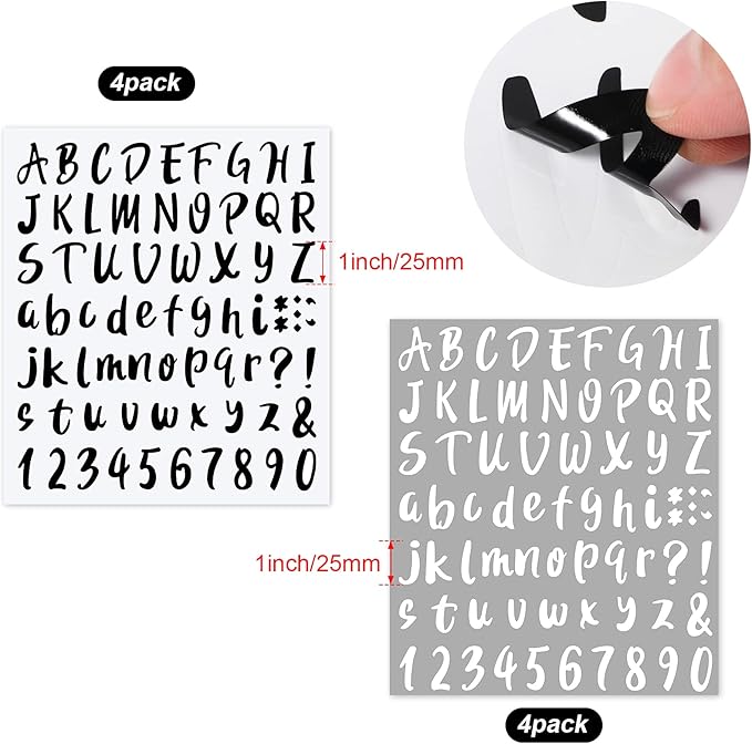 Outus 576 Pieces 8 Sheets Letters Stickers Self Adhesive Vinyl Letter Alphabet - Image 3