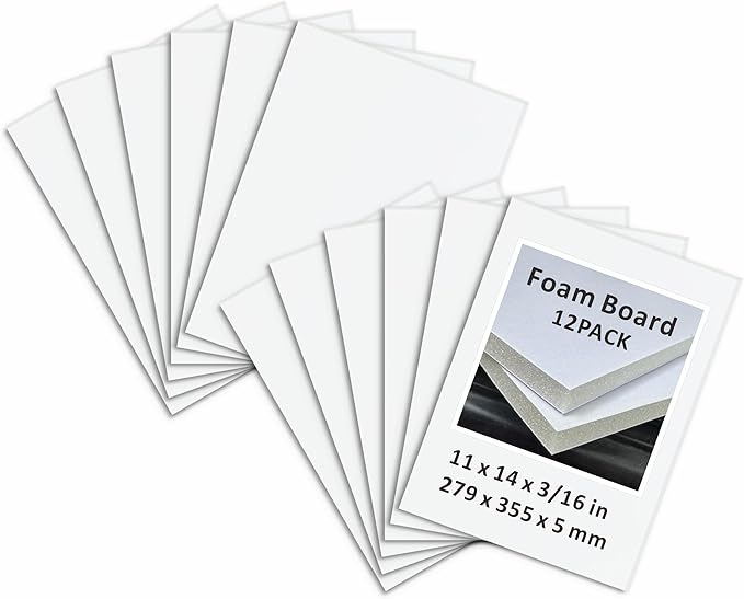 Foam Board 11 x 14 in, ZXUNLIEH 12 Pack White Poster Board, 3/16 in Thick Craft by Unknown