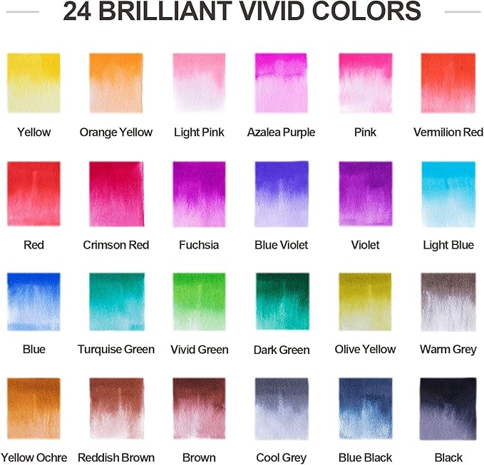 ParKoo Watercolor Brush Pens, 24 Colors Flexible Real Nylon Brush Tip Pens - Image 5