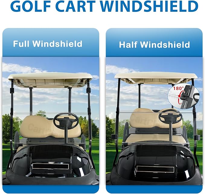 Golf Cart Windshield, Club Car Windshield with Windshield Clips Suitable for 2004-Up Club Car Precedent/Onward/Tempo Golf Carts, PC UV Resistant, Club Car Foldable Windshield Replacement