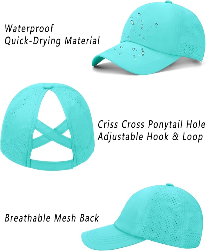 ZTL Women's High Ponytail Baseball Cap Performance Running Hat Quick Dry Mesh Sports Cap Unstructured Dad Trucker Hats