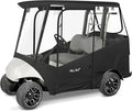 Golf Cart Enclosure 2 Passenger for Yamaha G29 Drive 2 600D Waterproof Windproof Driving Rain Cover Fit 2-Seater Short Roof with 4-Sided Clear Windows Mirror Openings Roll-up Zipper Door Black