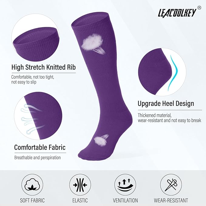 LEACOOLKEY Baseball Belt and Socks Combo Set Adjustable Softball Socks and Elastic Belt for Youth and Adult