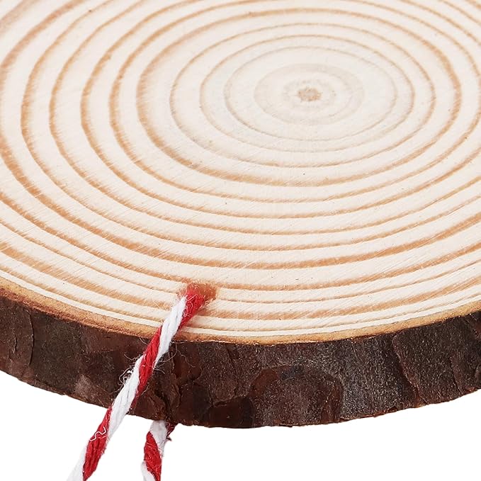 60 Pieces Wood Slices with Hole, 3.5-4 Inch Unfinished Round Wooden Circles - Image 5