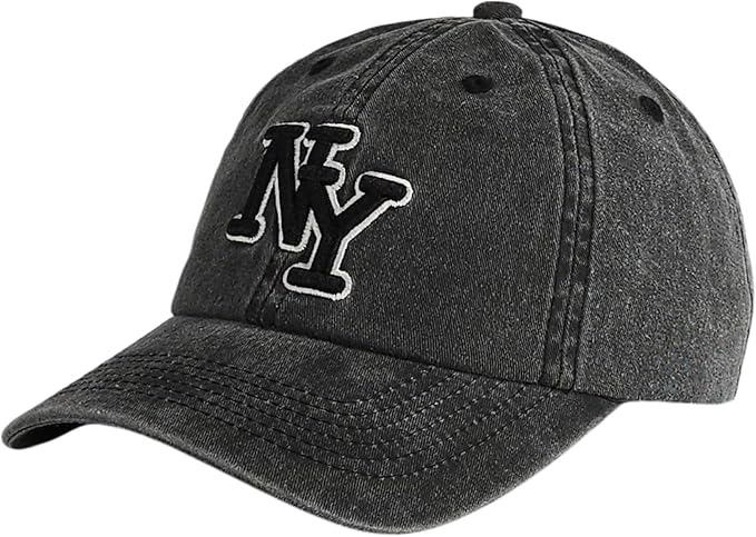 NY 3D Embroidered Cotton Dad Hat – New York Baseball Cap, Adjustable Metal Buckle Strap, Unstructured Low-Profile Style