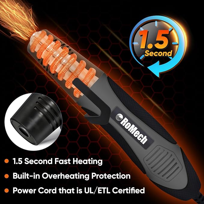 ROMECH 350W Heat Gun with 2 Nozzles, Dual Temp Heat Gun 400°F-660°F, Fast Heat - Image 3