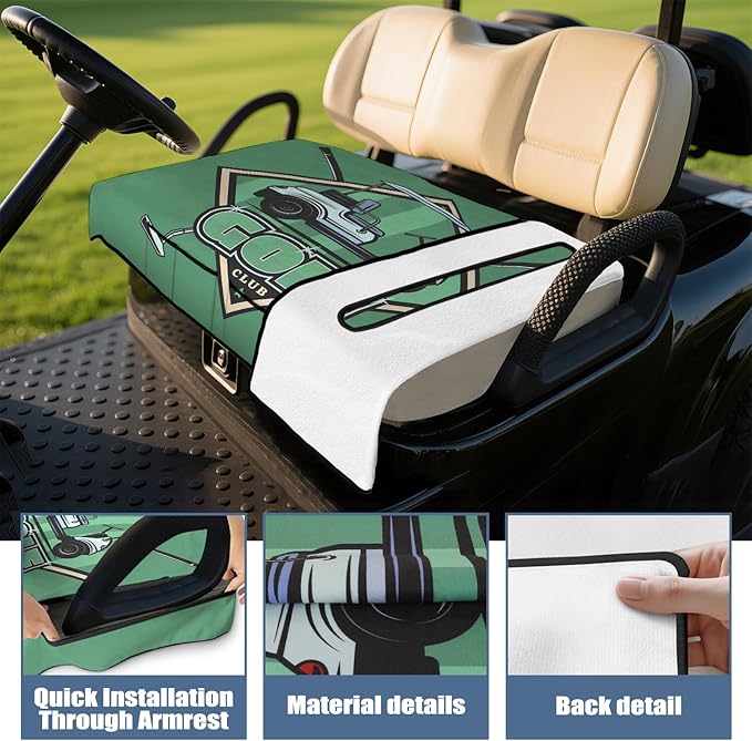 Golf Cart Seat Covers, Golf Cart Seat Towel Blanket for 2-Seat Golf Carts, Breathable Golf Cart Seat Cushions Golf Club Car Accessories 51'' x 31''