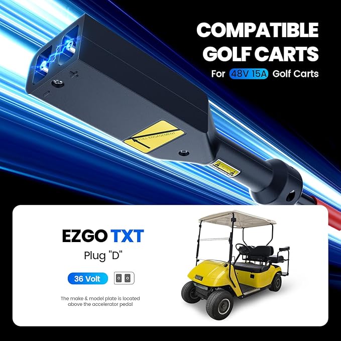 36 Volt 18 Amp Golf Cart Charger with 2-Pin D Style Plug for EZGO TXT Charger Only for Lead Acid Battery
