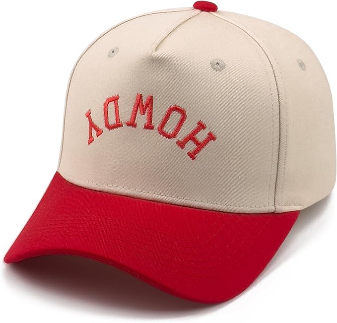 Two-Tone Cotton Baseball Cap with Embroidered Western Sayings - Adjustable Cowboy Style Hat for Men and Women