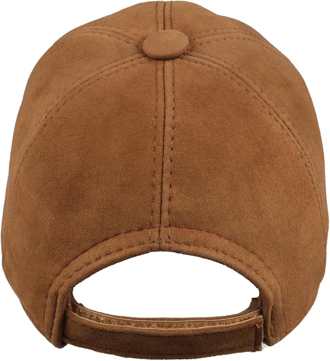 Suede Leather Baseball Cap – Unstructured 6 Panel Adjustable Strapback Hat for Men & Women