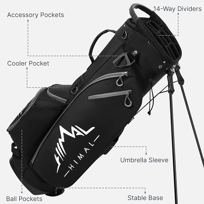 GoHimal 14-Way Golf Stand Bag, Golf Bag with Stand - Lightweight Durable Club Bag for Men & Women