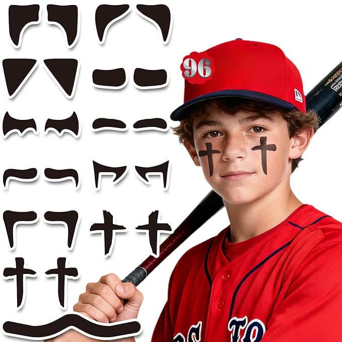 96 Pairs Eye Black Stickers, Sports Face Eyeblack Sticker for Baseball Football Softball Themed Party Birthday Party Supplies