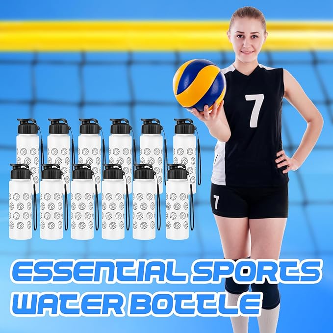 Olgaa 16 Pcs Volleyball Water Bottle Bulk 20 oz Volleyball Reusable Water Drink Bottles Sports Volleyball Accessories for Party Favor Players Lovers Team Gifts (Volleyball)