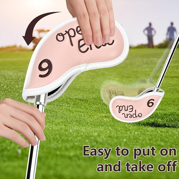 Premium Golf Club Head Covers Iron Leather Set 8pcs for All Golf Clubs Brands. e.g. Ping, Taylormade, Callaway, Golf Accessories Gift for Men Women