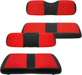 XUANYUDG0769 Golf Cart Front and Rear Seat Covers for EZGO TXT/RXV Club Car DS/Precedent Yamaha G29, Vinyl Leather Made/Adjustable Straps and Retractable Buckle/No Stapler Required,4PCS