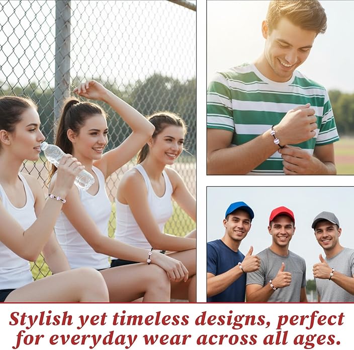 30 PCS Baseball Bracelets Baseball Themed Party Favors, Baseballs Bracelets Charm Baseballs Gifts for Women Men Adjustable Sport Wristbands with Bead Balls Bracelet for Birthday Party Sports Favors
