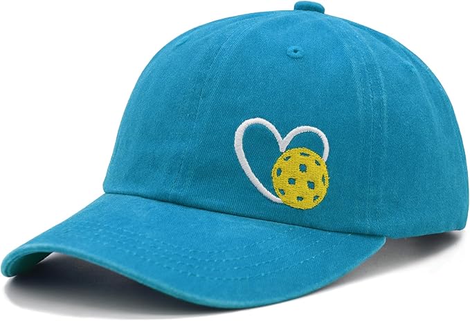 Pickleball Hat for Women Men, Adjustable Embroidered Heart Pickleball Baseball Cap