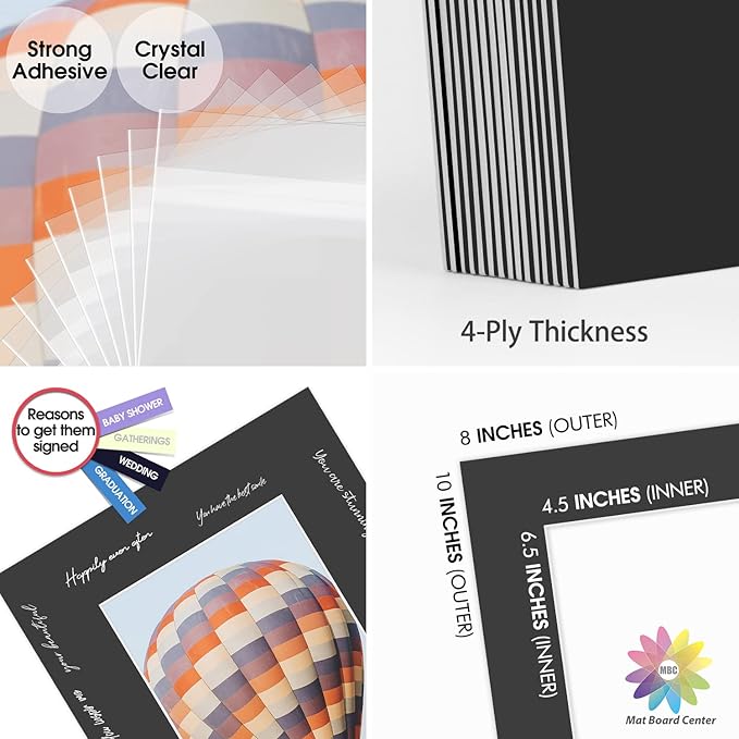 Mat Board Center, 8x10 for 5x7 Black Picture Mat Sets - Image 4
