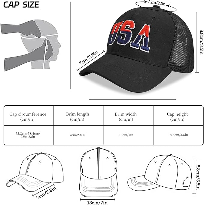 American Flag Patriotic Baseball Cap | Embroidered USA Flag 100% Cotton Adjustable Hat for Men & Women