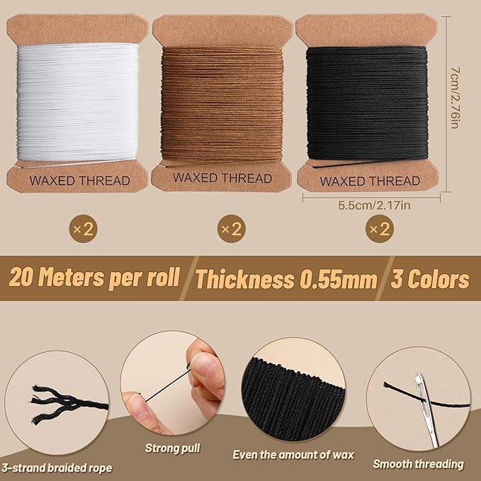 IMZAY Upholstery Repair Kit, Waxed Sewing Thread, 132 Yards Heavy Duty Leather - Image 4