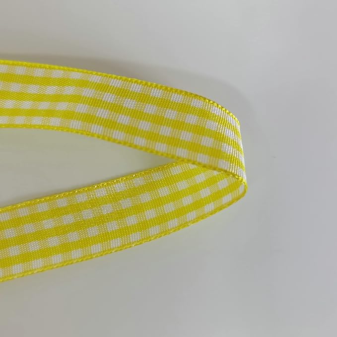 Yellow Gingham Plaid Checked Ribbon 25 Yards Each Roll 100% Polyester - Image 8