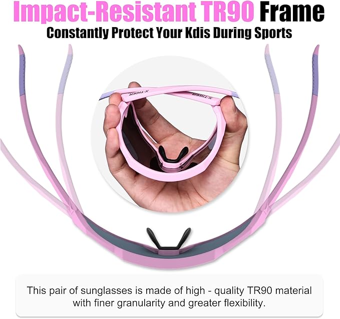 X-TIGER Kids Sunglasses Polarized Youth Baseball Sunglasses for 8-14 boys girls UV400 Sports Softball Cycling Glasses