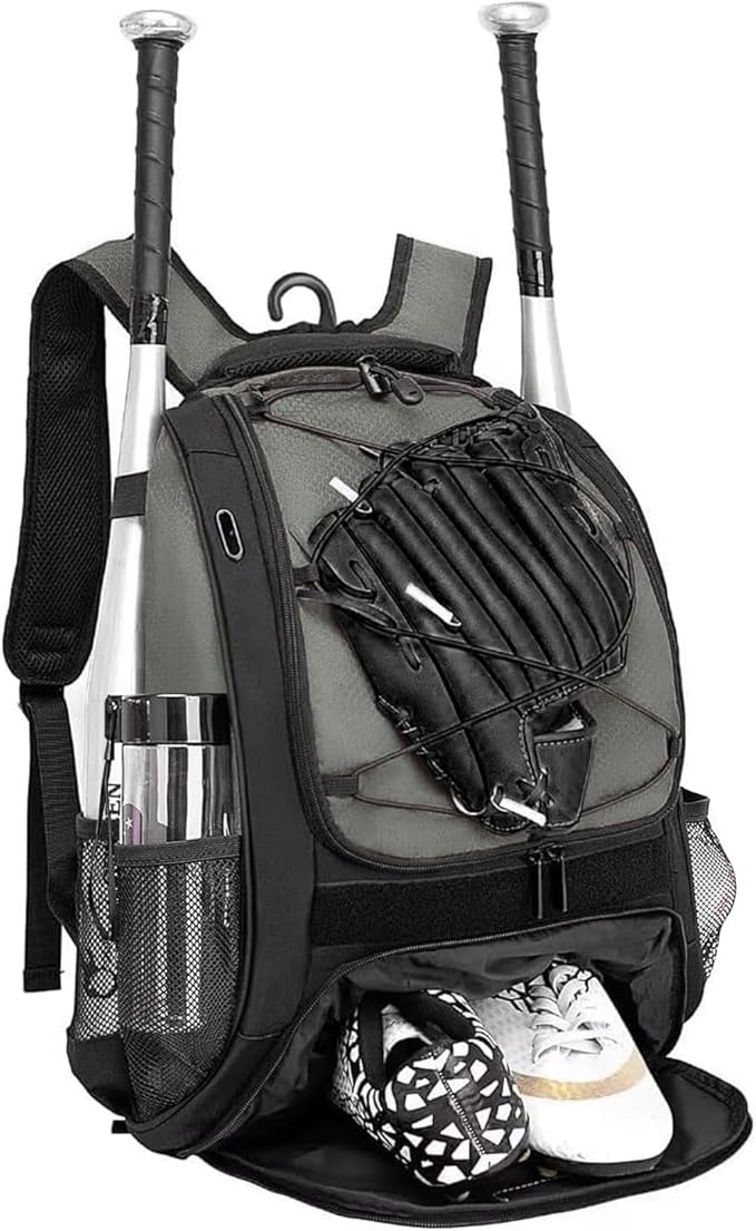 DAFISKY Baseball Bag Softball Backpack - Youth Adult T Ball Bat Equipment Bag with Bat Helmet Holders, Shoe Compartment