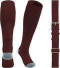 QBK Youth Baseball Socks & Belt Combo Set for Kids 2-16 Years -Softball/Tee Ball Accessories (1 Pair + 1 Belt, Unisex)