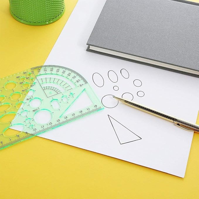 11 Pieces Geometric Drawings Templates Stencils Plastic Measuring Template - Image 6