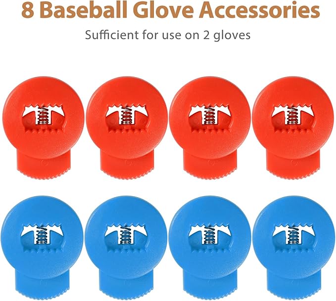 Glove Locks, 8-Pack Baseball/Softball Glove Lace Locks – Vibrant Colors, No Retie Knots, Spring-Lock Tech, Durable Design.