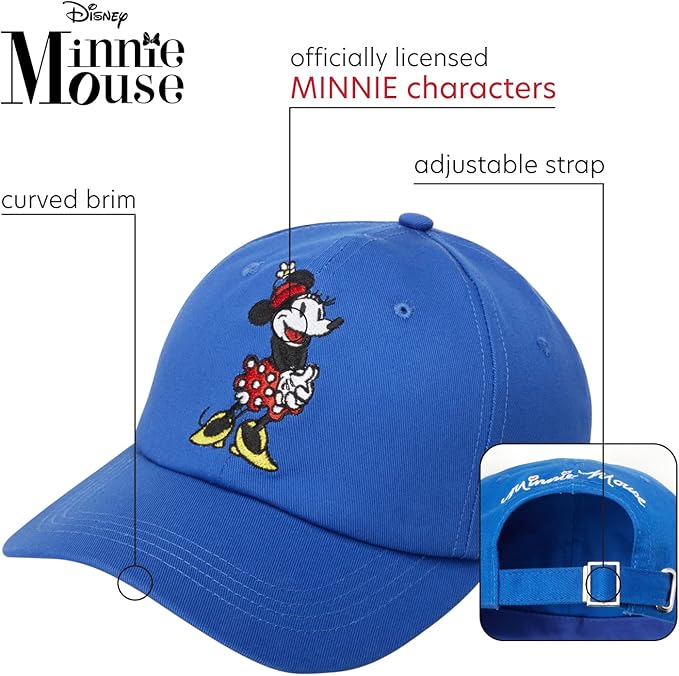 Disney Women's Baseball Cap, Minnie Mouse Adjustable Hat for Adult