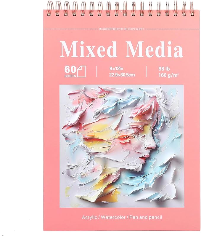Ddaowanx Mixed Media Sketchbook, 9x12 inches Sketch Pad 60 Sheets Heavyweight by Ddaowanx