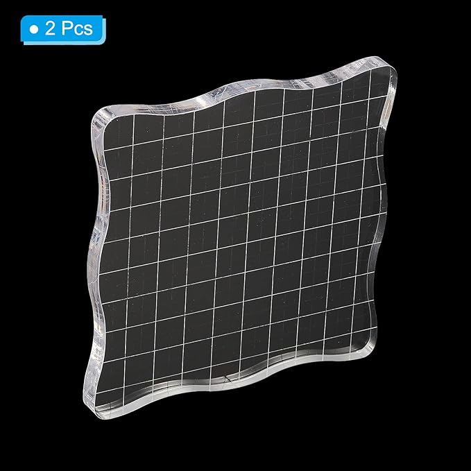 PATIKIL 4" x 4" Acrylic Stamp Block, 2 Pack Clear Stamping Block - Image 3