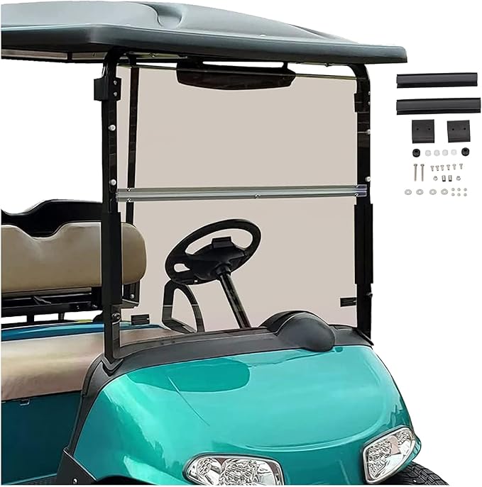 ECOTRIC Tinted Folding Windshield Compatible with 2008-Current EZGO RXV Golf Cart 37"W X 32.25"H