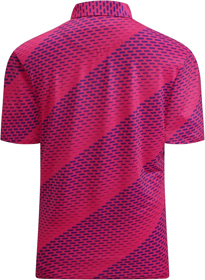 Alex Vando Mens Golf Shirt Moisture Wicking Quick-Dry Print Performance Polo Shirts for Men